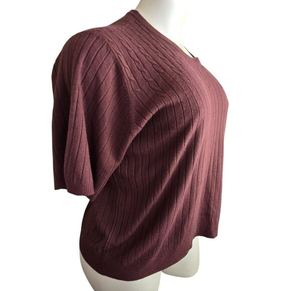 Sag Harbor Woman 3X Acrylic Cable Knit Sweater In Jarwine Color NWT JJ4034 - Picture 3 of 7